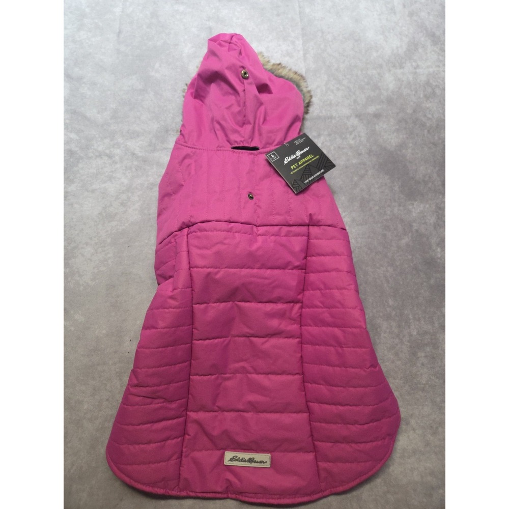NEW Eddie Bauer Hooded Dog Pet Lined Parka Jacket Coat Hood Pink Large 18-21"